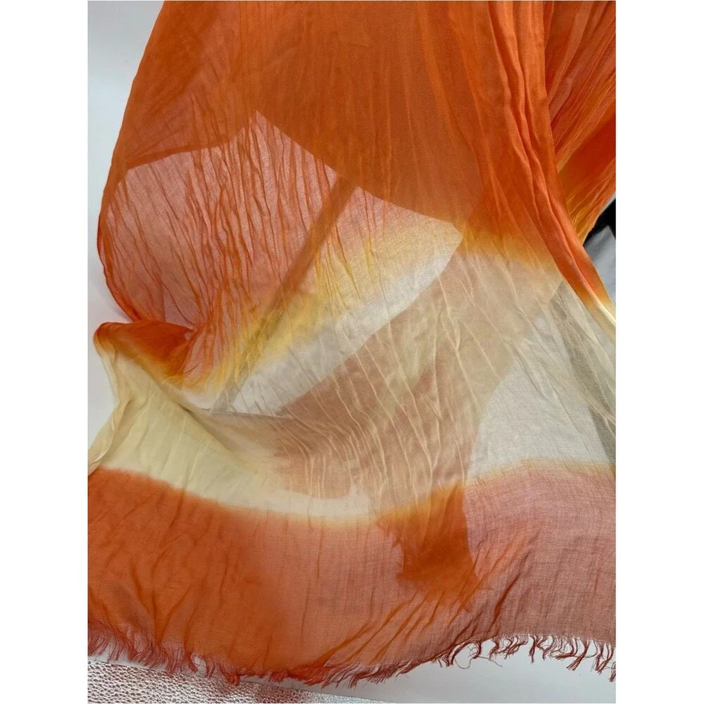 Unbranded Orange Ombre Scarf Accessory Overlay Shawl Fringe Boho Beach